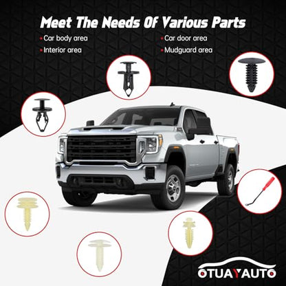 OTUAYAUTO 125PCS Door Trim Clips 6 Most Popular Sizes Replacement for GMC Buick - Bumper Fender Retainer Clips with 5PCS Fasteners Remover Replace 11589292/21030249 /1605396/15545202 - size: Replacement for GMC Buick (125 pieces)