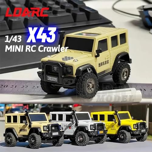 LDARC 1:43 Scale Mini RC Crawler RTR RC Rock Truck 4x4 2.4GHZ Hobby Grade Remote Control Car Model Vehicle RC Buggy, Comes with a DIY Replaceable Body Shell(Desert Yellow) - color: Desert Yellow