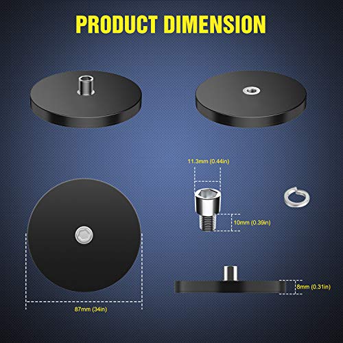 Nilight 2PCS Magnetic LED Light Bar Mount Brackets, Bottom Mounted | No Drill Magnetic Holder for Work Light Mount for Off Road Auxiliary Lamps on Hood and A-Pillar Truck SUV