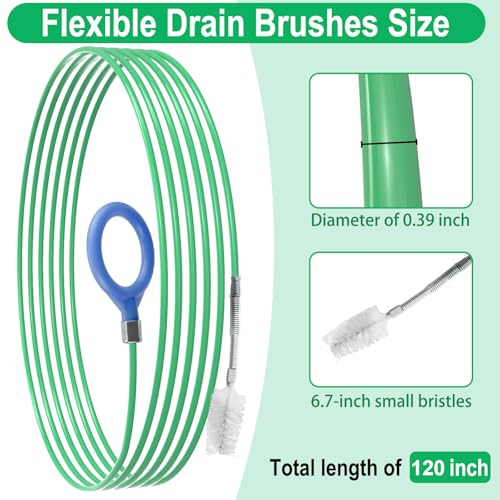 Auto Sunroof Drain Cleaning Tool, 120 Inch Flexible Tube Cleaning Brush | with Pipe Cleaning Brush, Injector Hose, and Injector Soft Drain Brush, Car Sunroof Cleaner for Drains, Sewers, Windshields - size: 120 Inch kits