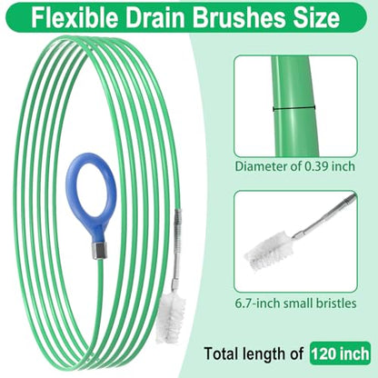 Auto Sunroof Drain Cleaning Tool, 120 Inch Flexible Tube Cleaning Brush | with Pipe Cleaning Brush, Injector Hose, and Injector Soft Drain Brush, Car Sunroof Cleaner for Drains, Sewers, Windshields - size: 120 Inch kits