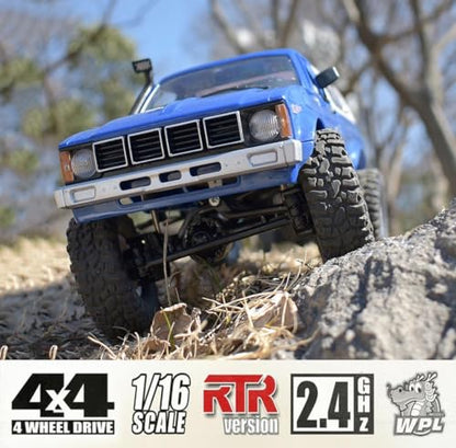 RC Crawler WPL C24 RC Rock Crawler RC Truck 4x4 1/16 Scale All Terrain | Remote Control Pickup Off Road RTR with 2.4 GHz Proportional Throttle Steering LED Light 2 Batteries Hobby Toy Adult
