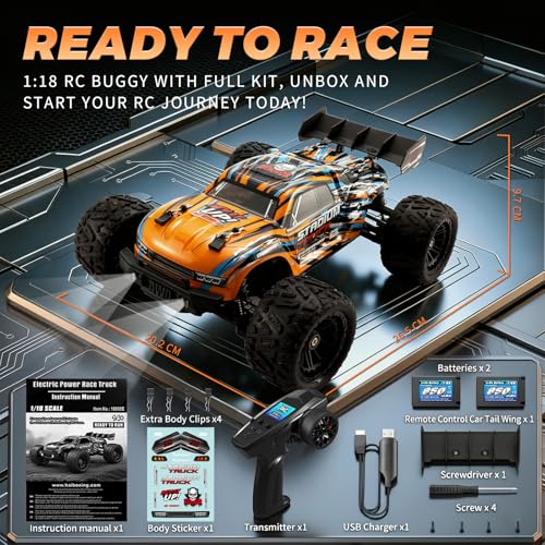 HAIBOXING 1:18 Fast RC Car, Remote Control Truck for Adults&Kids | Hobby RC Truck for Boys. 36KPH High-speed Off-Road RC Electric Vehicle with 2 Rechargeable Batteries（18858E） - style: 1/18 RC car