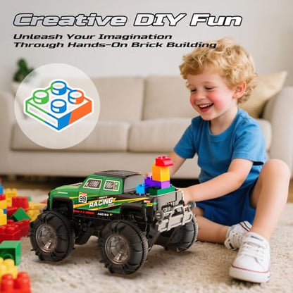 DEERC BG028 Amphibious RC Monster Truck/Boat, IPX7 Waterproof Remote Control Car W/Gesture Sensing Control, 2.4GHz 4WD RC Car W/ 360°Rotation,Flowing Light,40mins Play RC Truck Toys for Kids Boys