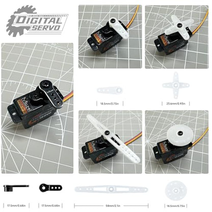 12g Micro Servo Rc Steering Metal Gear Digital for Axial Scx24, 1Pcs | Mini Small Servo Motor, Upgrade Parts With Horn Arm, for 1/24 Rc Crawler Plane Airplane Robot. Powerful, Smooth, Quiet, Fast
