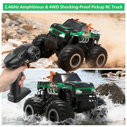 HOMETALL Remote Control Monster Truck Toys - 1:16 Waterproof All Terrain RC Car Fast Remote Control Car with Crashworthy Body, Electric Vehicle Kids Truck Toys for Boys and Girls,Age 6+,Green - color: Green-black