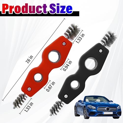 Car Battery Terminal Cleaning Brush,4 in 1 Auto Battery Cleaner (Black+Red) | Anti-Rust Battery Terminals Machine Parts Cleaning Tool with Steel Wire for Plumbing Installation Soldering Brazing - color: Black+red