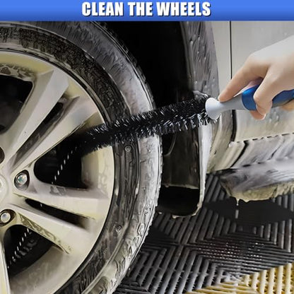 Long Handle Car Engine Cleaning Brush, Hard Bristle Automotive Wash Brushes, Flexible Bendable Vehicle Detailing Brush for Car Radiator Dryer Vent, Engine Oil Residue (1PC) - size: 1PC