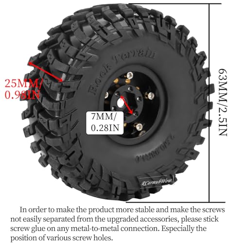 1.0 Beadlock Wheels and Tires for 1/24 1/18 RC Crawler Car SCX24 TRX4M,Brass 1.0 Beadlock Wheels 1.0 Beadlock Tires Set Soft Sticky 1.0 Mud Tires,4pcs