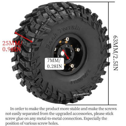 1.0 Beadlock Wheels and Tires for 1/24 1/18 RC Crawler Car SCX24 TRX4M,Brass 1.0 Beadlock Wheels 1.0 Beadlock Tires Set Soft Sticky 1.0 Mud Tires,4pcs