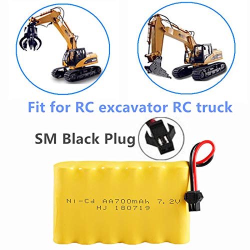 CBB 7.2V 700mAh NI-CD Battery Rechargeable for Huina 1550 550 RC Excavator 2 Pack 7.2V 700mAh Battery with USB Charger