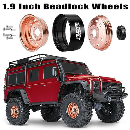 GLOBACT 1.9 Beadlock Wheel for 1/10 TRX4 TRX6 SCX10 I II III Pro Redcat, RG | 1/10 RC Wheel Hub, 1/10 RC Crawler Car Upgrade Accessories - color: Rose Gold