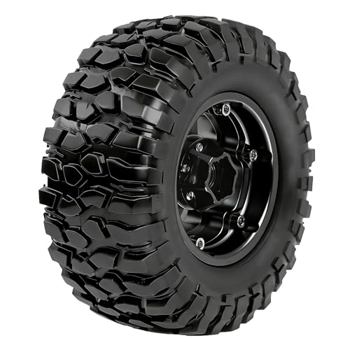 REDSPIDER 1.9'' Rock Crawler Tires OD 95mm/3.74'' (4PCS) For 1/12 RC Crawler MJX H12Y+ H12P Upgrade Replacement Tires (Black) - color: Black