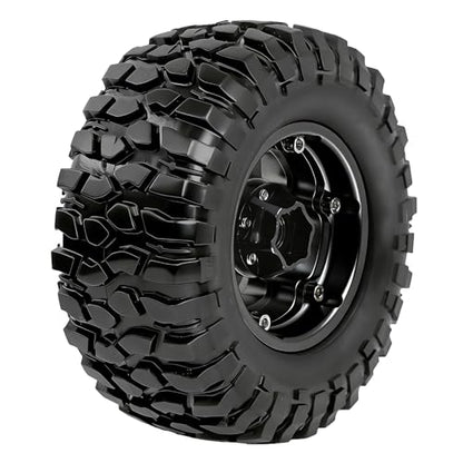 REDSPIDER 1.9'' Rock Crawler Tires OD 95mm/3.74'' (4PCS) For 1/12 RC Crawler MJX H12Y+ H12P Upgrade Replacement Tires (Black) - color: Black