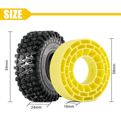 INJORA 1.0 Silicone Rubber Inserts and S5 Rock Terrain Crawler Tires for TRX4M SCX24 1/18 1/24 RC Crawler Car Upgrade
