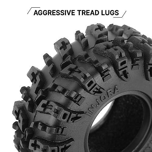 INJORA 1.0 Swamp Claw Mud Terrain Tires for 1/18 1/24 RC Crawler, 56 * 23mm