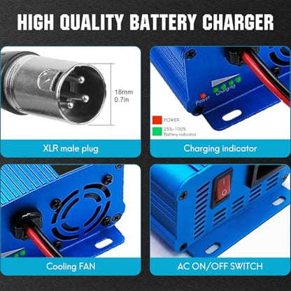 ULTRAPOWER 24V 5A Battery Charger,Universal Battery Charger Maintainer with 4LEDs Indicator,XLR Connector for Cars,Trucks,RVs,ATVs,UTVs,Tractors,SUVs,Electric Wheelchair Lead Acid Battery