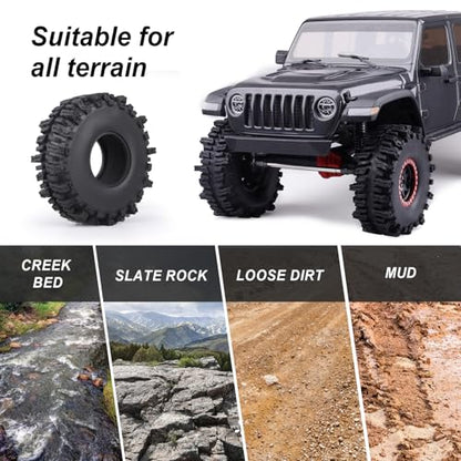 HobbyPark RC 1.9 Mud Slingers Tires 4.7inch 120mm Height for RC4WD Axial SCX10 TRX4 Redcat Gen 8 1/10 RC Crawler Good Grip w/Foam (4 Pack)