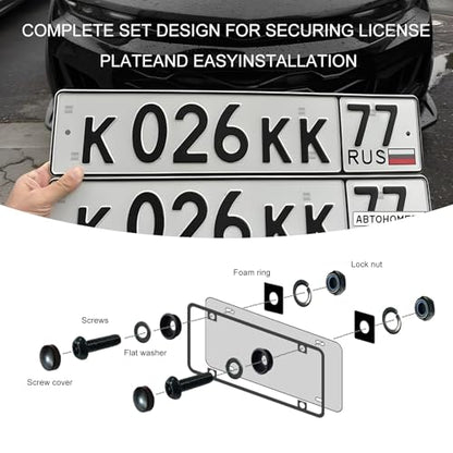 Anti Theft License Plate Screws Kit, M6 (1/4") Tamper Proof Car Tag Frame Mounting Hardware, Rustproof Stainless Steel Security Bolt for Front Rear License Plate Holder