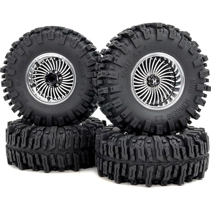 HOBBYSOUL Adjustable Offset 2.2 Beadlock Wheels and Tires 124mm Tall Mud Slingers tyre & 40mm Wide Rims for 1/10 RC Crawler TRX4 SCX10 Capra Upgrades,HS701530