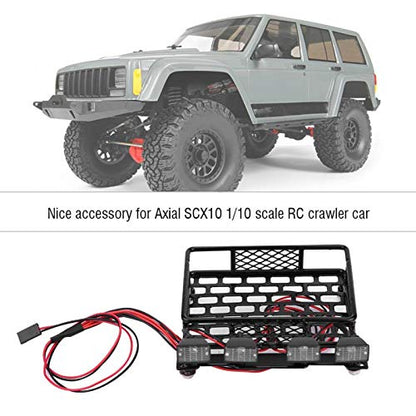 Rc Roof Rack Luggage, Rc Roof Rack, Small Size Roof Rack Luggage With LED Rc Roof Luggage Carrier Rc Crawler Accessories for SCX10 1/10 RC Car (4 White)