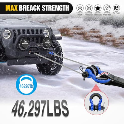 Nilight 3/4" D-Ring Shackle with Snatch Block, Heavy Duty Recovery Set | 9,500 lbs WLL, Winch Pulley, Fits Synthetic Rope & Steel Cable, Truck, Jeep, ATV, UTV, 2-Piece Kit, Blue - color: Blue 3/4" w/Towing Pulley 2 Pack, size: Shackle