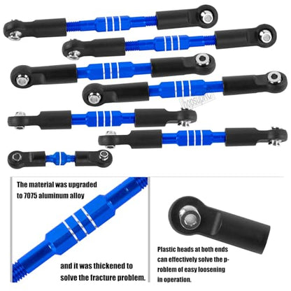 RC Upgrades Part Adjustable Turnbuckles Camber Links Toe Link for 1/10 Slash/Rustler/Stampede/Bandit VXL 4WD 4X4.Alloy Front&Rear Link Set,Navy Blue - color: Blue(for 1/10)