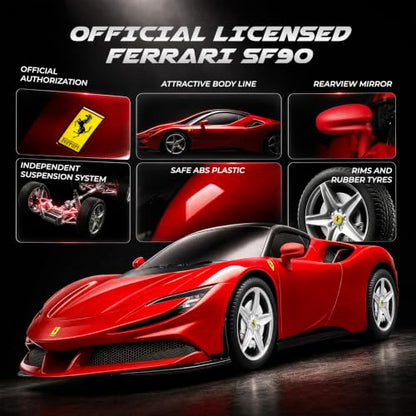BEZGAR 1:24 Official Licensed Ferrari SF90 Stradale Remote Control Car | Official Ferrari Toy Car replica,2.4G stable signal,rubber racing tires,ideal gift toy for boys ages 4-7, 8-12 and adults - color: Ferrari-1:24 Ferrari Sf90 Stradale