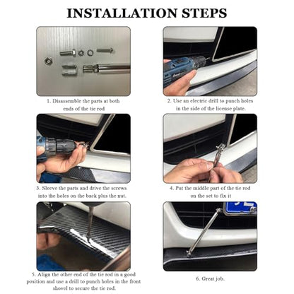 2PCS Front Bumper Lip Splitter Diffuser Strut Rod, Adjustable 8"-11" Front Bumper Lip Rod Tie Support Bar, Universal Bumper Protector Splitter Support Rod for Most Vehicle (Silver)