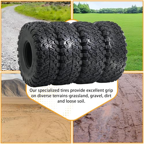 1.9" Crawler Tires 120 * 43mm V-Groove Tread Rock Terrain Climbing Tires for 1/10 Axial SCX10, TRX4, Redcat Gen8, FCX10, UTB18 RC Crawler Car Off-Road Tire(4-Pack) - size: LH Tire-1.9