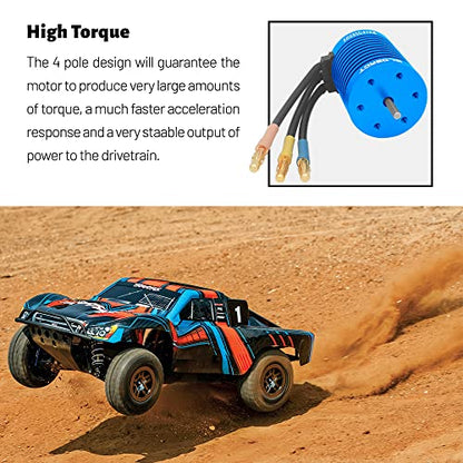 Globact Brushless Motor 3650 4390KV for 1/10 Slash Redcat Arrma Axial HSP | Sensorless, Waterproof