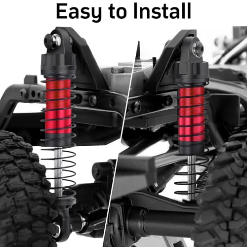 56MM Long Threaded Oil Shock Absorbers 4Pcs Adjustable Red Damper Upgrade Fit TRX4M TRX4MT 1/18 RC Crawler Car