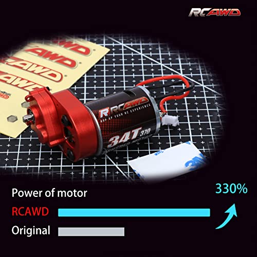 RCAWD 330% More Power 370 Motor SCX24 Transmission Gearbox Set for Axial 1/24 SCX24 AX26 Series Upgrades Part Red - color: Red
