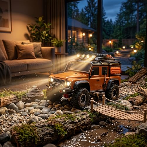 Jiawu RC Car Light Bar Kit, 4 LEDs Lights Roof Lights, Headlight Universal for 1/12 1/14 /16/18 RC Crawler Off Road Car Truck Accessories, Pre Wired Plug and Play