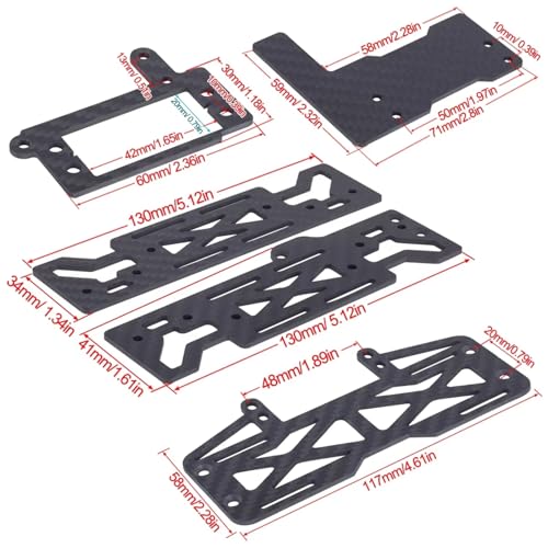 RC Car Parts Compatible with Vanquish for Phoenix Ultra Pro Fordyce 1/10 RC Crawler Parts Light Carbon Fiber Pattern Battery Tray Servo Mount ESC Kit