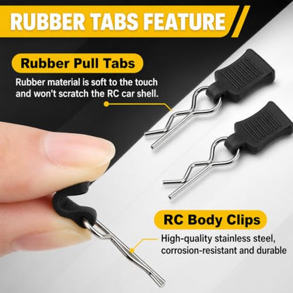 50 Packs RC Body Clips 60 Pack with Pull Tabs, 1mm Pins for 1/12 1/14 1/16 1/18 Scale RC Car Truck Buggy, Replacement Parts Accessories Compatible with SCX24 TRX4M H16BM 16889 Models