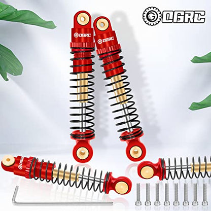 OGRC 42mm RC Shocks Absorber Aluminum Shock Damper for SCX24 1/24 Crawler | Threaded Double Barrel Shocks for SCX24 AX24 1/24 RC Crawler - color: Red