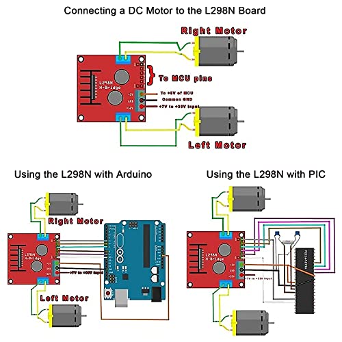 DIANN 4 Sets DC Gearbox Motor TT Motor 200RPM Tire Wheel DC 3-6V 1:48 Male Connector with 2pcs L298N Motor Drive Controller Board and Cables M/F M/M F/F - style: 4 Sets Motor with L298N