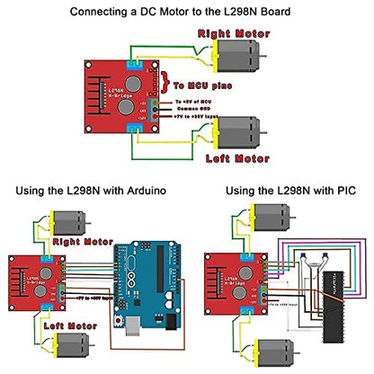 DIANN 2 Sets DC Gearbox Motor TT Motor 200RPM Tire Wheel DC 3-6V 1:48 Male Connector with 1Pc L298N Motor Drive Controller Board - style: Motor Sets
