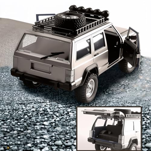 Goolsky RC Rock Crawler, 1:12 Scale Remote Control Car, 4WD Off Road RC Truck, 2.4Ghz All Terrains Climbing Vehicle, RC Car with LED Lights for Adults, Include 2 Batteries (Silver) - color: Silver