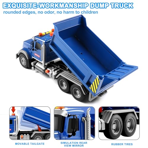 Dwi Dowellin Toddler Trucks Toys for Boys Age 3-5,Big Dump Truck with Lights and Sounds,Kids Boy Toys Christmas Birthday Gift Car - style: dump truck