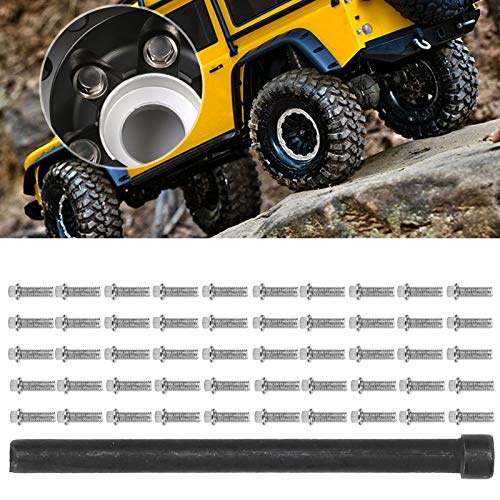 VGEBY RC Car Screw 50Pcs RC Car Wheel Rims Hub Screws Stainless Steel Screws for 1/10 RC Crawler Car - size: M2
