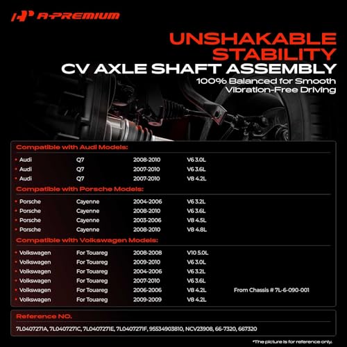 A-Premium Set of 2 Front Axle Shaft Assembly | Compatible with Volkswagen Touareg 2004-2010 & Audi Q7 2007-2010 & Porsche Cayenne 2003-2006 2008-2010, Front Left and Right - style: Front Driver and Passenger Side
