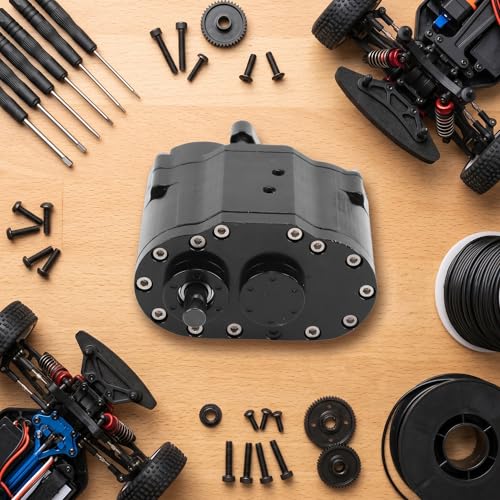 Dual Speed Transmission, Full Time 4WD Mechanism with 2 Speeds, Alloy Gearbox Replacement for SCX10 D90 1/10 Scale RC Crawler Off-Road Rock Crawling Enthusiasts