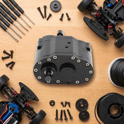 Dual Speed Transmission, Full Time 4WD Mechanism with 2 Speeds, Alloy Gearbox Replacement for SCX10 D90 1/10 Scale RC Crawler Off-Road Rock Crawling Enthusiasts