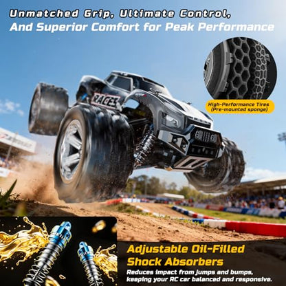 DEERC 8618 1/16 Fast Brushless RC Cars for Adults,4WD Remote Control Truck | Max 56mph,2 3S Lipo Batteries Electric Off-Road Waterproof RC Truck,4X4 High Speed Remote Control Car,All Terrain RC Truggy - style: 1/16 Black