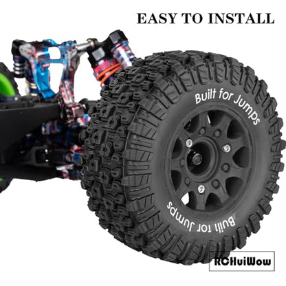 12mm/14mm/17mm Hex RC Tires for 1/10 RC Scale Truck Slash 2WD 4×4 Senton Axia1 L0S1 Red cat Rc 4wd,1/10 Short Course Truck Tires w/Foam Inserts,4PCS,Black - color: Black(4pcs)