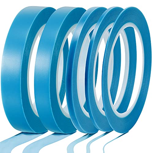 Xuniea 5 Rolls Fine Line Vinyl Tape, 1/16, 1/8, 1/4, 1/2, 3/4 Inch, Blue | Masking Tape Automotive Car Auto Paint for Curves, High Temperature Vinyl Low Tack - color: Blue, size: 1/16, 1/8,1/4, 1/2, 3/4 Inch