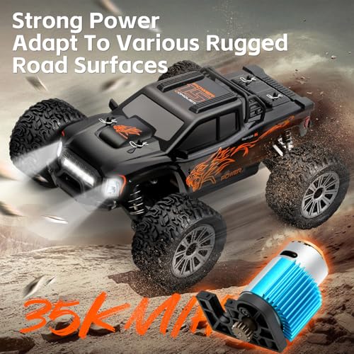 GoolRC WLtoys 164018 1/16 RC Car, 35KPH High Speed Remote Control Car, 2.4GHz 4WD All Terrain Off Road RC Truck with LED Light and 2 Batteries for Adults (Black) - color: Black
