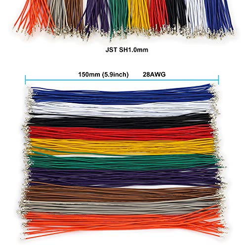 JST Connector Kit 1.0mm Pitch JST-SH 1.0 Micro Connector with Premium 28AWG Pre-Crimped Cables,SH 1.0mm Connector 3/4/5/6/7/8/9/10/12 Pin Housing (SH-Kit) - size: JST-1.0MM-SH
